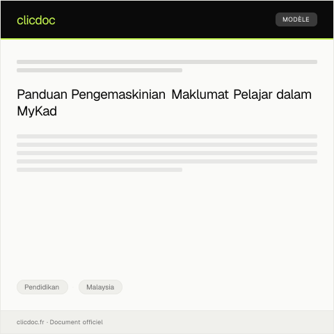 Document preview: Pengemaskinian Maklumat Pelajar dalam Sistem MyKad Jabatan Pendaftaran Negara — Pendidikan, Malaysia