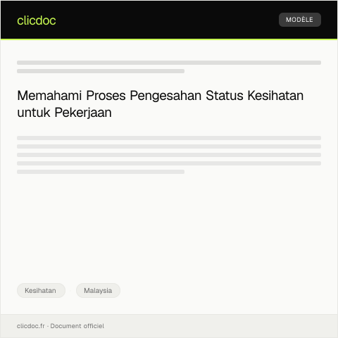 Document preview: Pengesahan Status Kesihatan untuk Pengambilan Kerja — Kesihatan, Malaysia