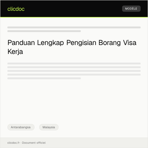 Document preview: Pengisian Borang Permohonan Visa Kerja — Antarabangsa, Malaysia