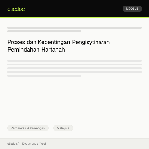 Document preview: Pengisytiharan Pemindahan Hartanah — Perbankan & Kewangan, Malaysia