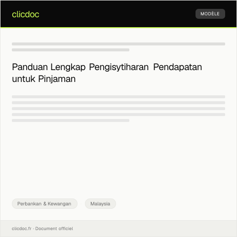 Document preview: Pengisytiharan Pendapatan untuk Pinjaman — Perbankan & Kewangan, Malaysia