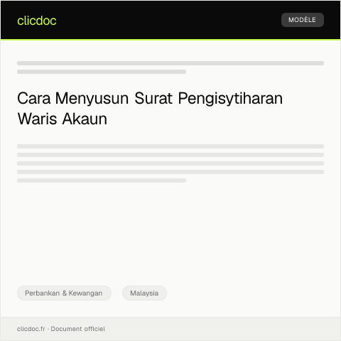 Document preview: Pengisytiharan Waris Akaun — Perbankan & Kewangan, Malaysia