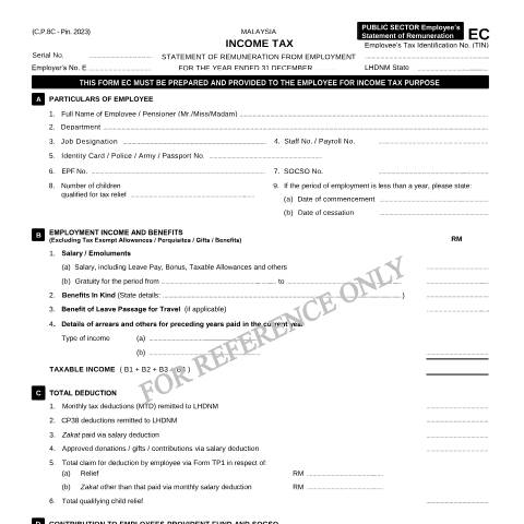 Document preview: Form C.P.8C (EC) — Other Forms, Malaysia (CERFA n°EC)