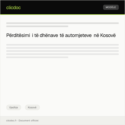 Document preview: Kërkesa për përditësim të të dhënave të automjeteve në regjistrin elektronik të Kosovës — Vjedhje, Kosovë