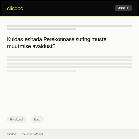 Document preview: Perekonnaseisutingimuste muutmise avaldus — Perekond, Eesti