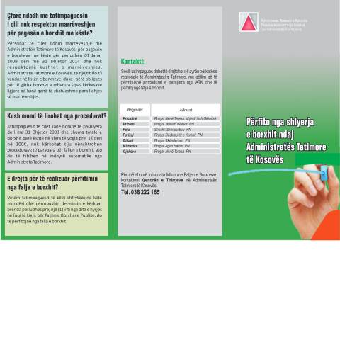 Document preview: Përfito nga shlyerja e borxhit ndaj ATK-së — Fletepalosje, Kosovë