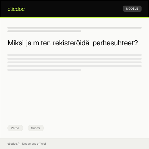Document preview: Perhesuhteiden rekisteröinti — Perhe, Suomi
