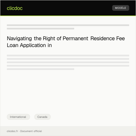 Document preview: Right of Permanent Residence Fee Loan Application — International, Canada