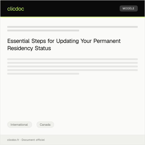 Document preview: Application for Permanent Residency Status Update — International, Canada