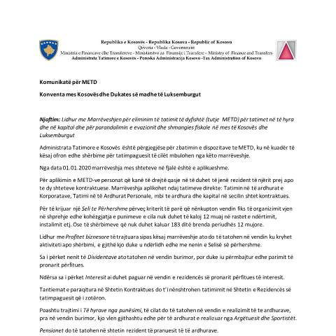 Document preview: Përmbledhje e METD — Marreveshjet Nderkombetare, Kosovë