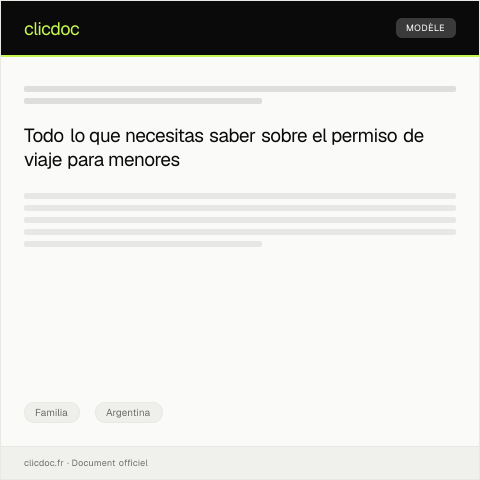 Vista previa del documento Permiso de viaje para menores y autorización de salida del país — Familia, Argentina