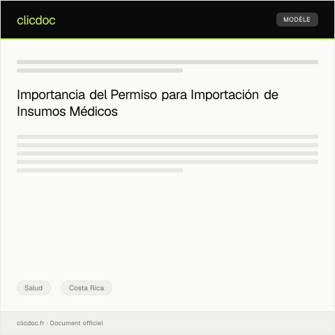 Vista previa del documento Permiso para importación de insumos médicos y equipos — Salud, Costa Rica