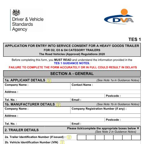 Document preview: Permission to supply a large goods trailer for use on the road — Driver and Vehicle Standards Agency, United Kingdom