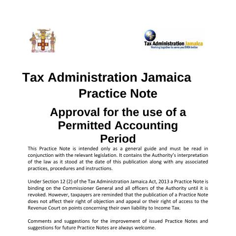 Document preview: Permitted Accounting Period — Document, Jamaica (CERFA n°UPN_Permitted_Accounting_Period_02092021)