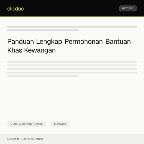 Document preview: Permohonan Bantuan Khas Kewangan — Cukai & Bantuan Sosial, Malaysia