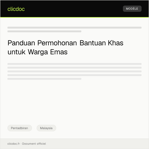 Document preview: Permohonan Bantuan Khas kepada Warga Emas di Kawasan Perumahan — Pentadbiran, Malaysia