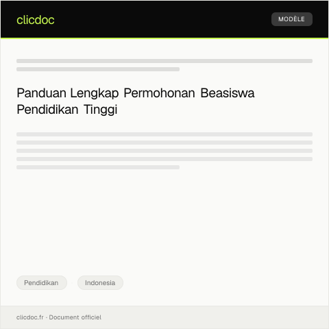 Document preview: Permohonan Beasiswa Pendidikan Tinggi — Pendidikan, Indonesia
