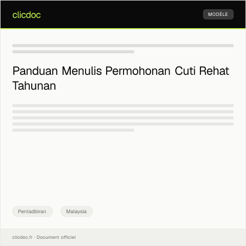 Document preview: Permohonan Cuti Rehat Tahunan — Pentadbiran, Malaysia
