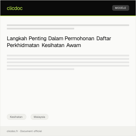 Document preview: Permohonan Daftar Perkhidmatan Kesihatan Awam — Kesihatan, Malaysia