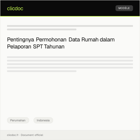 Document preview: Permohonan Data Rumah terkait Pengajuan SPT Tahunan Pajak — Perumahan, Indonesia