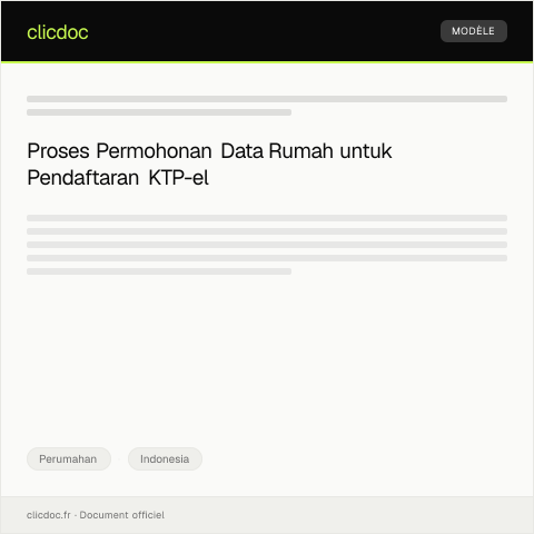Document preview: Permohonan Data Rumah untuk Pendaftaran KTP-el — Perumahan, Indonesia
