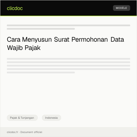 Document preview: Permohonan Data Wajib Pajak untuk Kebutuhan Administratif — Pajak & Tunjangan, Indonesia