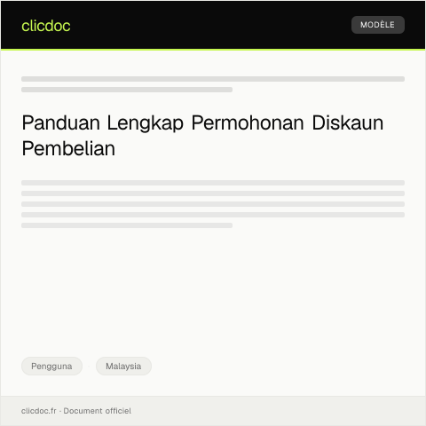 Document preview: Permohonan Diskaun Pembelian — Pengguna, Malaysia
