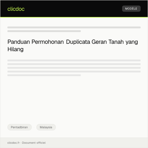 Document preview: Permohonan Duplicata Geran Tanah yang Hilang — Pentadbiran, Malaysia