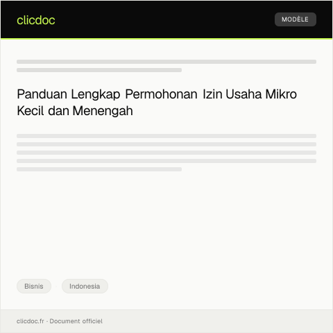 Document preview: Permohonan Izin Usaha Mikro Kecil dan Menengah (UMKM) — Bisnis, Indonesia