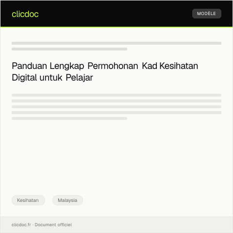 Document preview: Permohonan Kad Kesihatan Digital untuk Pelajar — Kesihatan, Malaysia