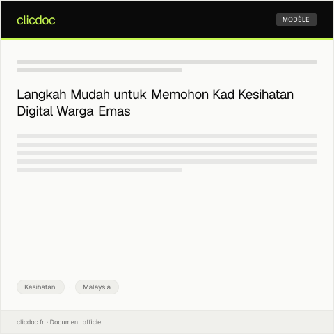 Document preview: Permohonan Kad Kesihatan Digital untuk Warga Emas — Kesihatan, Malaysia