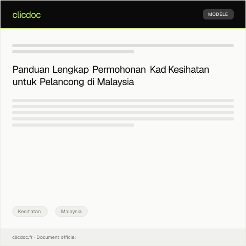 Document preview: Permohonan Kad Kesihatan untuk Pelancong — Kesihatan, Malaysia
