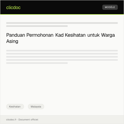 Document preview: Permohonan Kad Kesihatan untuk Warga Asing — Kesihatan, Malaysia