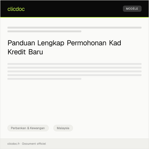 Document preview: Permohonan Kad Kredit Baru — Perbankan & Kewangan, Malaysia