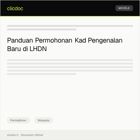 Document preview: Permohonan Kad Pengenalan Baru — Pentadbiran, Malaysia