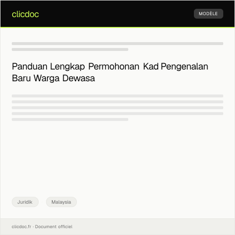 Document preview: Permohonan Kad Pengenalan Baru bagi Warga Dewasa — Juridik, Malaysia