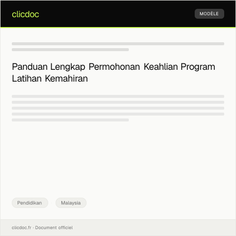 Document preview: Permohonan Keahlian Program Latihan Kemahiran — Pendidikan, Malaysia