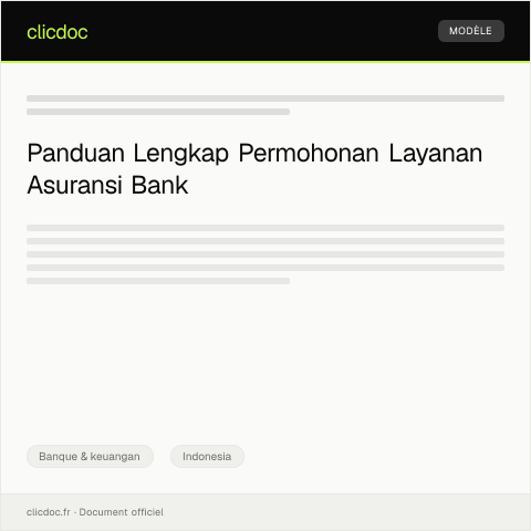 Document preview: Permohonan Layanan Asuransi Bank — Banque & keuangan, Indonesia