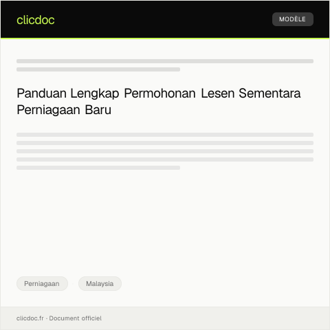 Document preview: Permohonan Lesen Sementara untuk Perniagaan Baru — Perniagaan, Malaysia