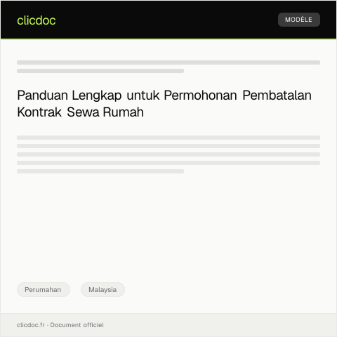 Document preview: Permohonan Pembatalan Kontrak Sewa Rumah — Perumahan, Malaysia