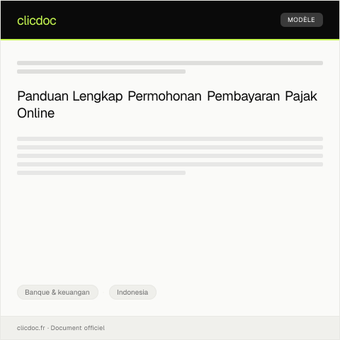 Document preview: Permohonan Pembayaran Pajak Online — Banque & keuangan, Indonesia