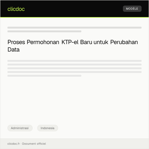 Document preview: Permohonan Pembuatan KTP-el Baru karena Perubahan Data — Administrasi, Indonesia