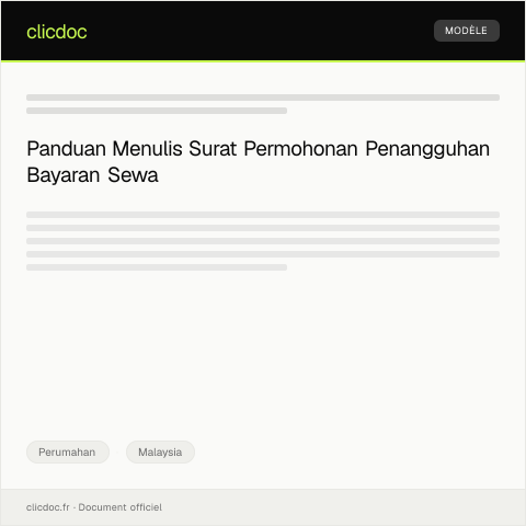 Document preview: Permohonan Penangguhan Bayaran Sewa — Perumahan, Malaysia