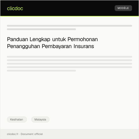 Document preview: Permohonan Penangguhan Pembayaran Insurans Kesihatan — Kesihatan, Malaysia