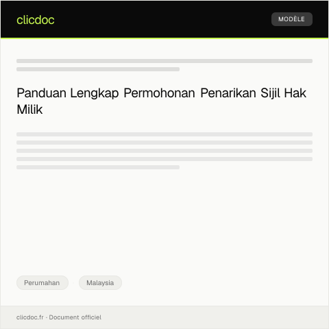 Document preview: Surat Rasmi Permohonan Penarikan Sijil Hak Milik — Perumahan, Malaysia