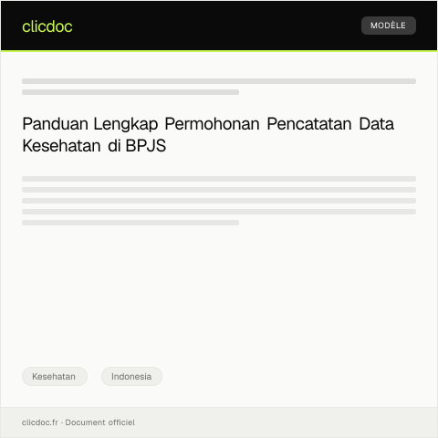 Document preview: Permohonan Pencatatan Data Kesehatan di Sistem BPJS — Kesehatan, Indonesia