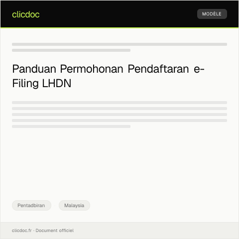 Document preview: Permohonan Pendaftaran Dalam Sistem e-Filing Lembaga Hasil Dalam Negeri Malaysia (LHDNM) — Pentadbiran, Malaysia