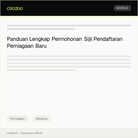 Document preview: Permohonan Pengeluaran Sijil Pendaftaran Perniagaan Baru — Perniagaan, Malaysia