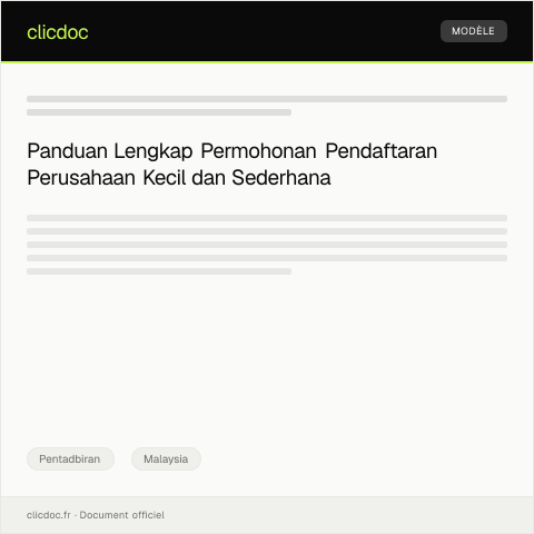 Document preview: Permohonan Pendaftaran Perusahaan Kecil dan Sederhana — Pentadbiran, Malaysia