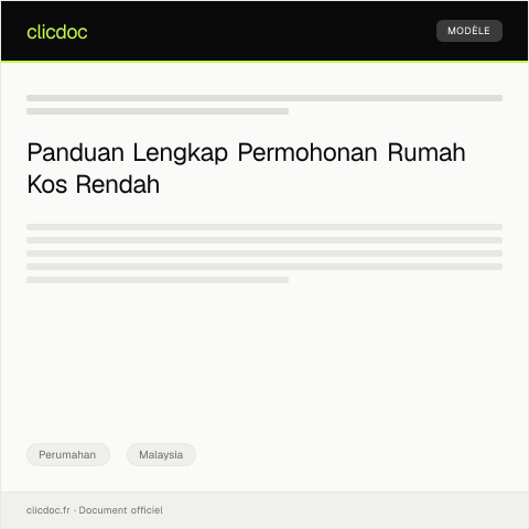 Document preview: Surat Rasmi Permohonan Pendaftaran Rumah Kos Rendah — Perumahan, Malaysia
